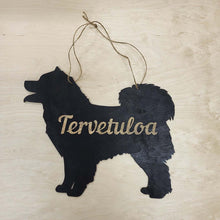 Katso kuvagalleriassa, koirakyltti, tervetuloa koirakyltti, lapinkoira, puinen koirakyltti