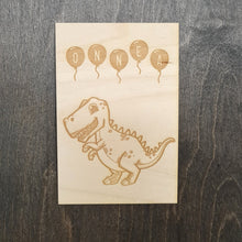 Katso kuvagalleriassa, dino, dinosaurus kortti, puinen kortti