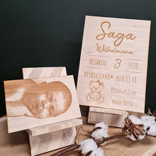 Katso kuvagalleriassa, kaunis puinen syntymätaulu lapselle