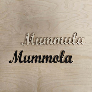 mummu, mummo, mummi, äitienpäivä, lahja mummulle, isoäiti, maesema, vaneri, kyltti